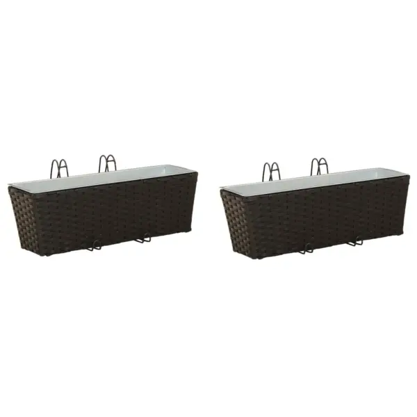 Rõdupiirde lillekastid rotangmustriga, 2 tk, must metall, 50 x 17 x 17 cm – 2