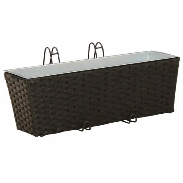 Rõdupiirde lillekastid rotangmustriga, 2 tk, must metall, 50 x 17 x 17 cm – 3