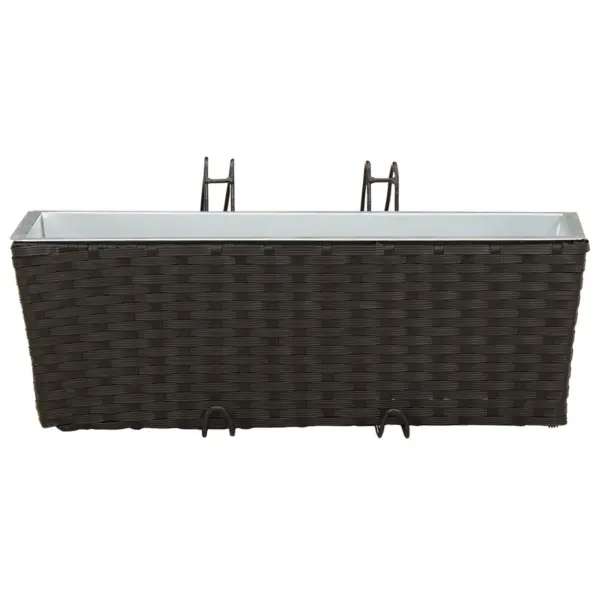 Rõdupiirde lillekastid rotangmustriga, 2 tk, must metall, 50 x 17 x 17 cm – 5