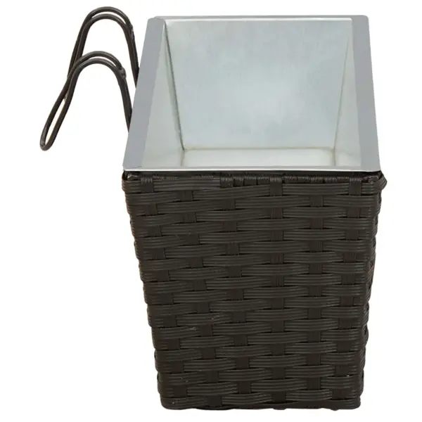 Rõdupiirde lillekastid rotangmustriga, 2 tk, must metall, 50 x 17 x 17 cm – 6