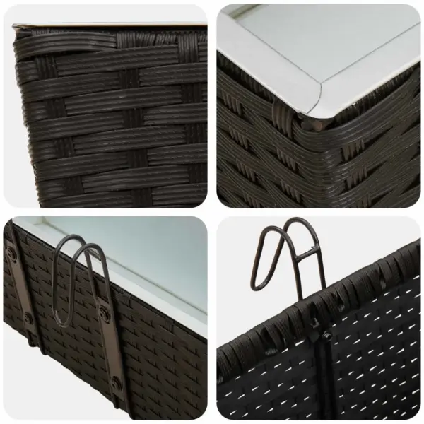 Rõdupiirde lillekastid rotangmustriga, 2 tk, must metall, 50 x 17 x 17 cm – 8