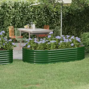 Roheline ovaalne aia taimelava galvaniseeritud terasest, 175 x 100 x 36 cm