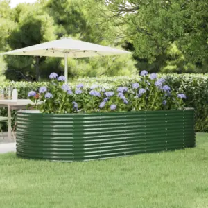 Ovaalne aia taimelava, roheline galvaniseeritud teras, 291 x 140 x 68 cm