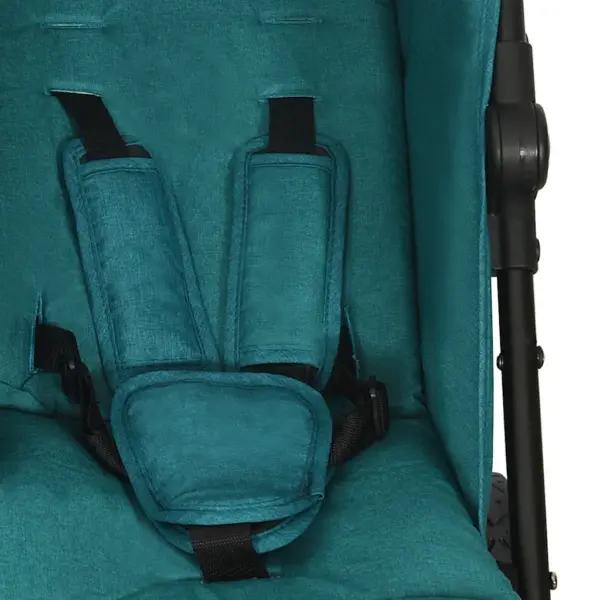 Kaksikute jalutuskäru varikatuse ja ühe käega kokkupanekuga, roheline, terasraam – 9