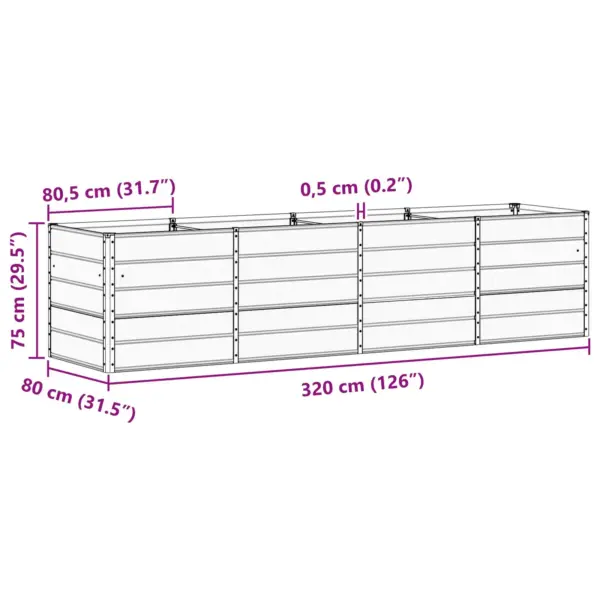 Metallist taimekast, roheline, 320 x 80 x 75 cm - 7