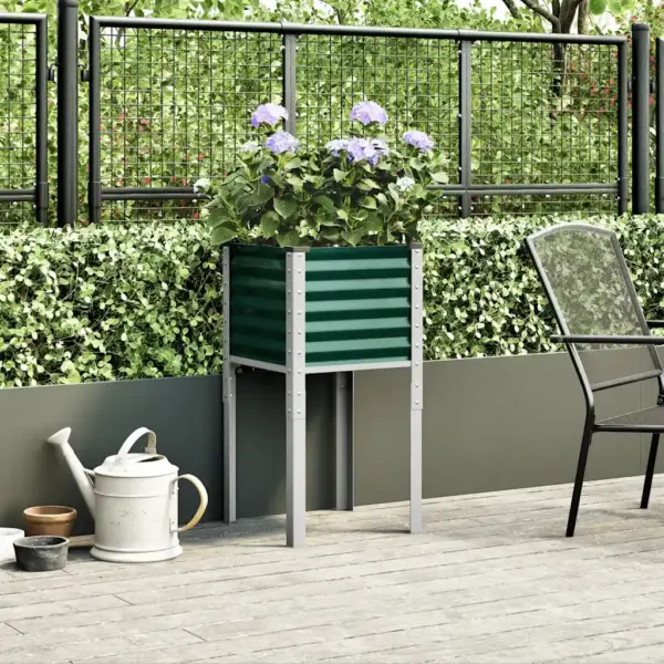Kõrgendatud aialillekast jalgadel, roheline teras, 45 x 45 x 88 cm – 3