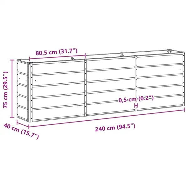 Roheline terasest taimekast 240 x 40 x 75 cm – 7