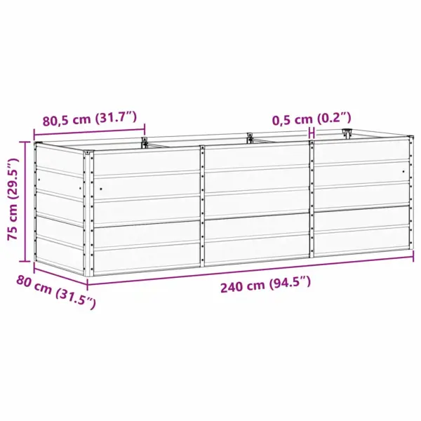 Roheline terasest taimekast, 240 x 80 x 75 cm – 7