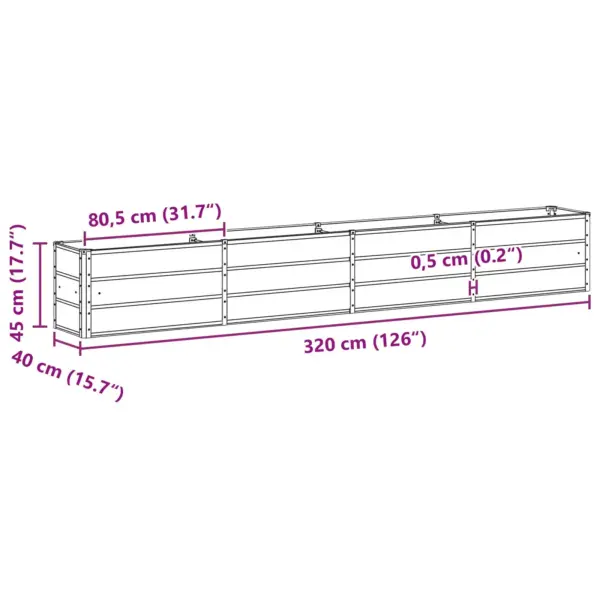 Roheline terasest taimekast, 320 x 40 x 45 cm – 7