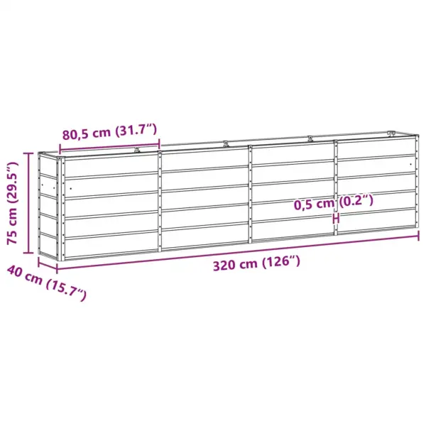 Roheline terasest taimekast, 320 x 40 x 75 cm – 7