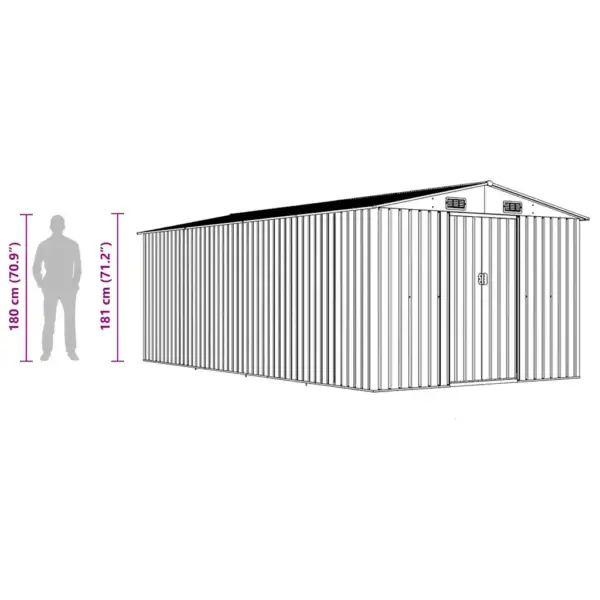 Roheline tsingitud terasest aiakuur topelt lükandustega, 257 x 489 x 181 cm – 10