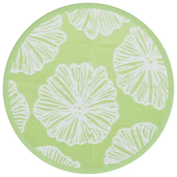 Ümmargune välisvaip ARAKIL, roheline jacquard-muster, Ø 120 cm, polüpropüleen – 2