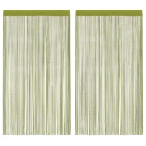 Rohelised nöörkardinad uksele ja aknale, 2 tk, 100 x 250 cm, polüesterkangas