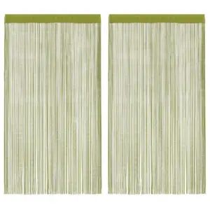 Rohelised nöörkardinad ukse- ja aknakatteks, 2 tk, 140 x 250 cm
