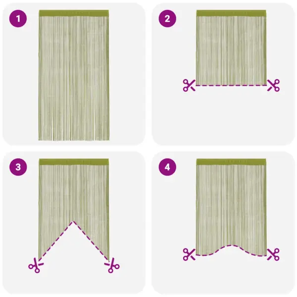Rohelised nöörkardinad ukse- ja aknakatteks, 2 tk, 140 x 250 cm – 6
