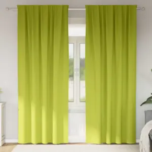 Rohelised pimendavad kardinad rõngaste ja konksudega, 2 tk, polüester, 245 x 140 cm