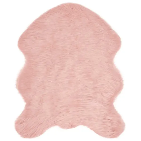 Roosa kunstlambanahast vaip Tafalla, kõrge karvaga, 50 x 80 cm, polüester – 2