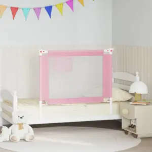 Reguleeritav roosa voodipiire lastevoodile, 100 x 25 cm, kangas ja metall