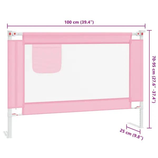 Reguleeritav roosa voodipiire lastevoodile, 100 x 25 cm, kangas ja metall – 9