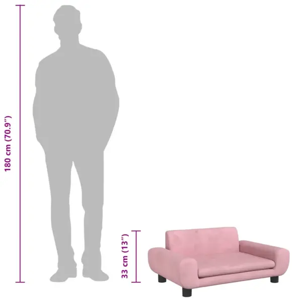 Roosa sametist koeravoodi väikestele koertele, 70 x 45 x 33 cm – 8