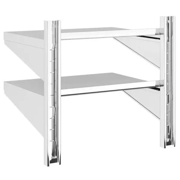 2-korruseline roostevabast terasest seinariiul tõstetud servadega, hõbedane, 50 x 40 x 48 cm – 7