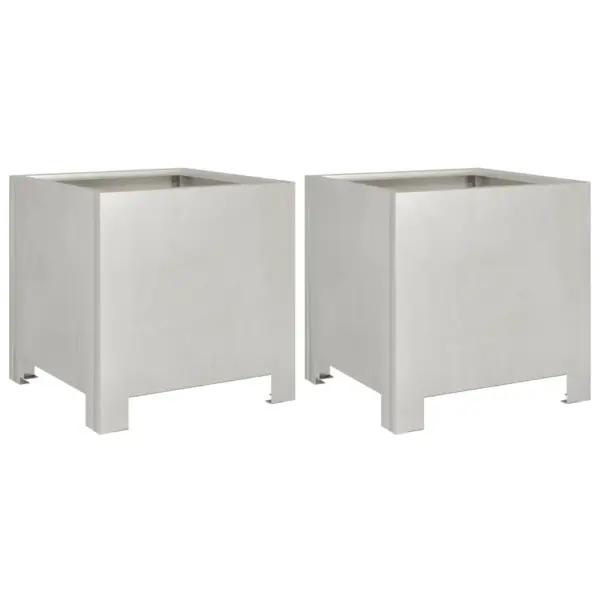 Roostevabast terasest aia taimekastid põhjaga, hõbedased, 2 tk, 30 x 30 x 30 cm – 2