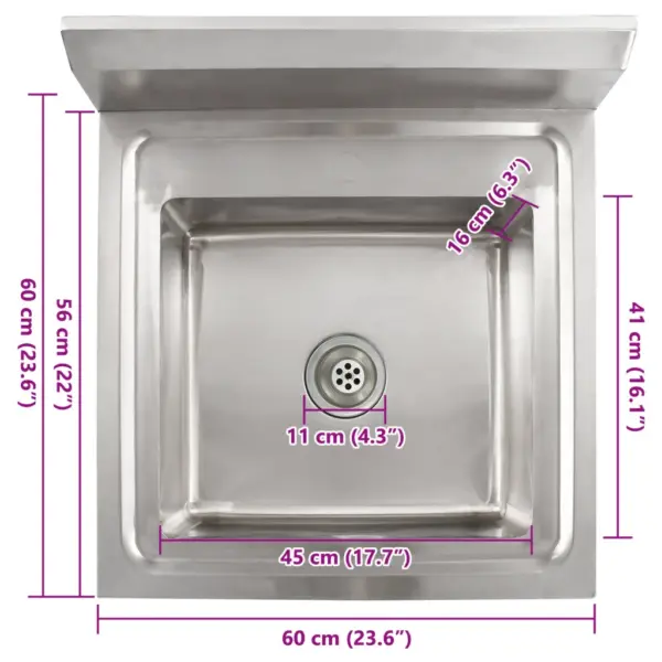 Ühe kraanikausiga roostevabast terasest köögivalamu pritsmekaitsega, 60 x 60 x 98 cm – 7