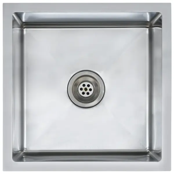 Käsitsi valmistatud ruudukujuline köögivalamu, harjatud roostevabast terasest, hõbedane, 44 x 44 x 20 cm – 2