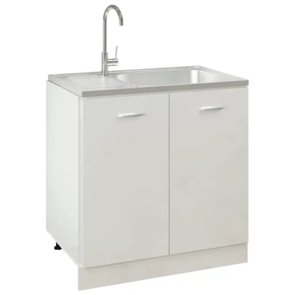 Roostevabast terasest köögivalamu äravoolukomplektiga, 800 x 500 mm, hõbedane – 4