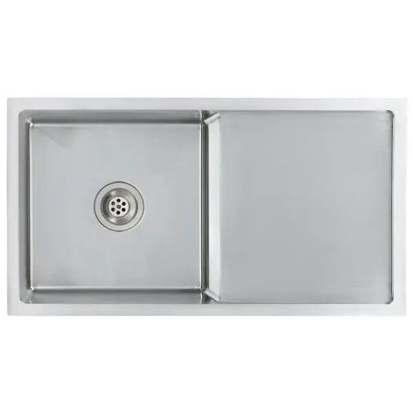 Käsitsi valmistatud roostevabast terasest köögivalamu nõrutusalusega, hõbedane, 87 x 44 x 20 cm – 2