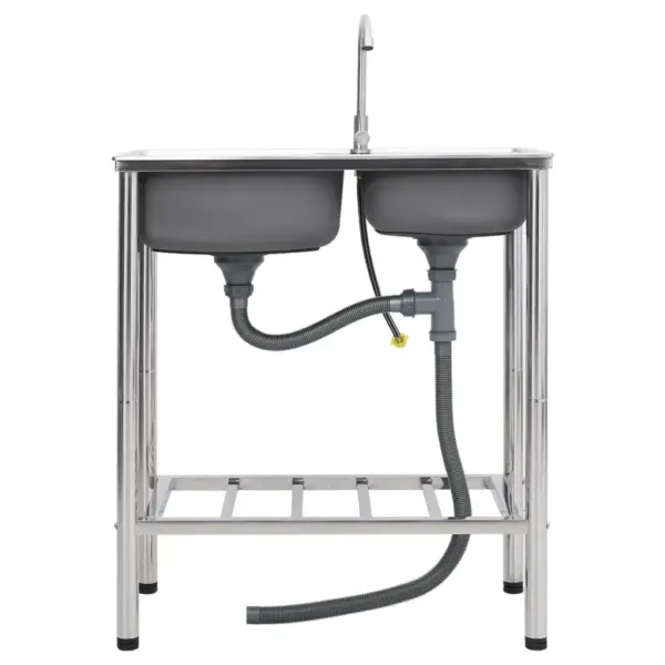 Kahe kausiga matkavalamu kraaniga, roostevabast terasest, hõbedane, 76 x 42 x 18,5 cm – 2