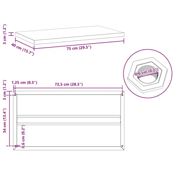 Roostevabast terasest seinariiulid, 2 tk, hõbedane, 75 x 40 cm – 11
