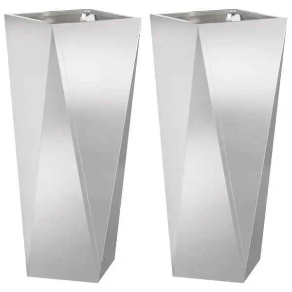 Kõrge roostevabast terasest taimekast, 2 tk, hõbedane, 30 x 30 x 75 cm – 2