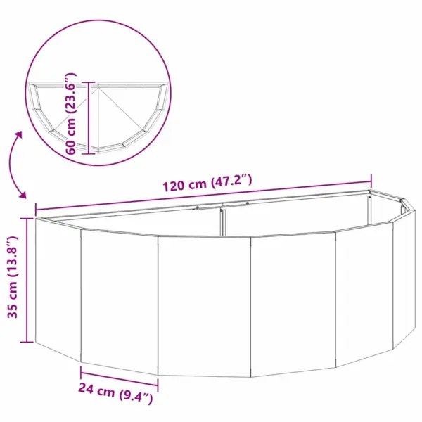 Poolringikujuline roostevabast terasest taimekast, hõbedane, 120 x 60 x 35 cm – 12