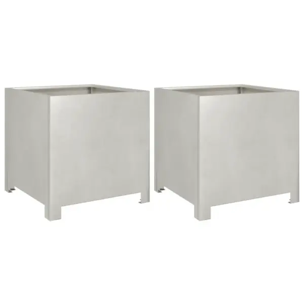 Roostevabast terasest aia taimekastid põhjaga, hõbedane, 2 tk, 40 x 40 x 40 cm, põhja kõrgus 4 cm – 2