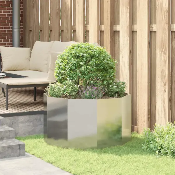 Ümmargune roostevabast terasest taimekast, hõbedane, 90 x 90 x 50 cm – 4