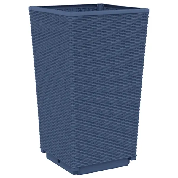 Rotangimustriga aia taimekastid, 4 tk, sinakashall, 32,5 x 32,5 x 57 cm, polüpropüleen – 4