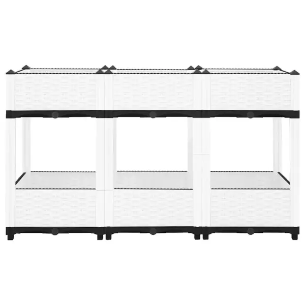 Rotangimustriga taimelava, valge polüpropüleen, 120 x 40 x 71 cm – 3