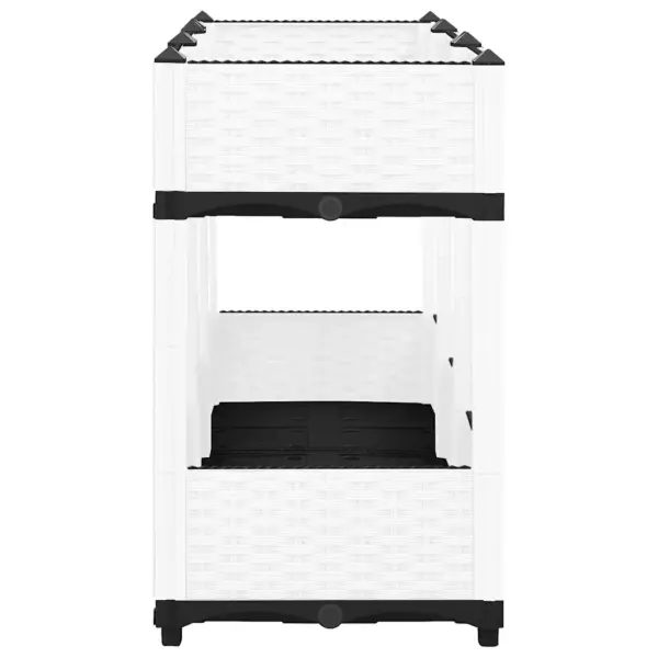 Rotangimustriga taimelava, valge polüpropüleen, 120 x 40 x 71 cm – 4