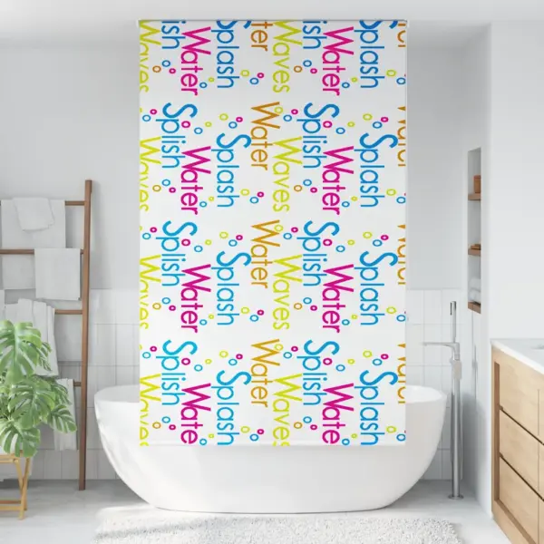 Veekindel ruloo-dušikardin Splash mustriga, PEVA, 130 x 240 cm – 2