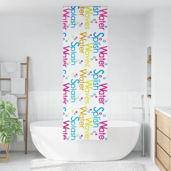 Ruloo-tüüpi dušikardin Splash mustriga, veekindel PEVA, 70 x 240 cm – 2