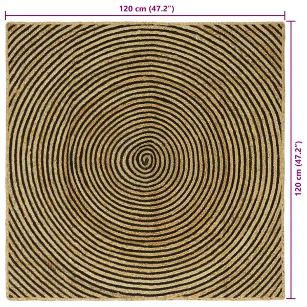 Ruudukujuline džuutvaip, looduslik ja must, 120 x 120 cm – 9