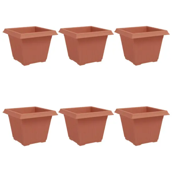 Ruudukujulised plastlillepotid drenaažiavadega, kohviroosa, 6 tk, 28,5 x 28,5 x 22 cm – 2