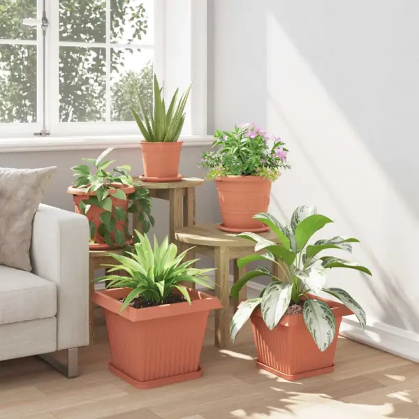 Ruudukujulised plastlillepotid rõdule ja aeda, kohviroosa, 33 x 33 x 26 cm, 6 tk – 4