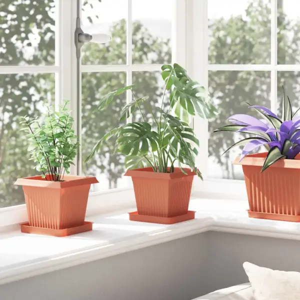 Ruutlillepotid 24 tk, kohviroosa plastmass, 16 x 16 x 14 cm – 4