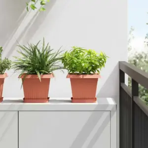 Ruutlillepotid drenaažiavadega, kohviroosa, plastmass, 24 tk, 20 x 20 x 16 cm