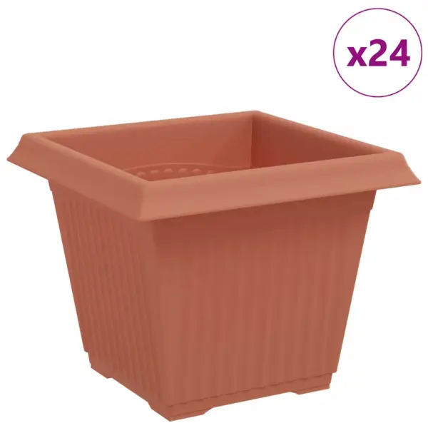 Ruutlillepotid drenaažiavadega, kohviroosa, plastmass, 24 tk, 20 x 20 x 16 cm – 2