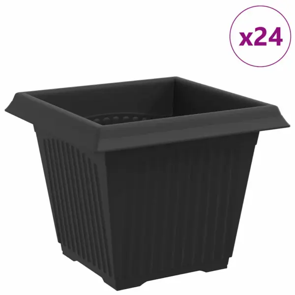 Ruutlillepotid äravooluavadega, 24 tk, must plast, 20 x 20 x 16 cm – 2