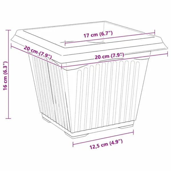 Ruutlillepotid drenaažiavadega, must plastmass, 6 tk, 20 x 20 x 16 cm – 10