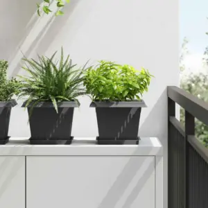 Ruutlillepotid drenaažiavadega, 6 tk, must plastmass, 23 x 23 x 17,5 cm